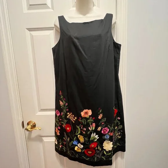 white christmas dresses La Cera Cotton Floral Jersey Knit A-Line Dress, L main image 1